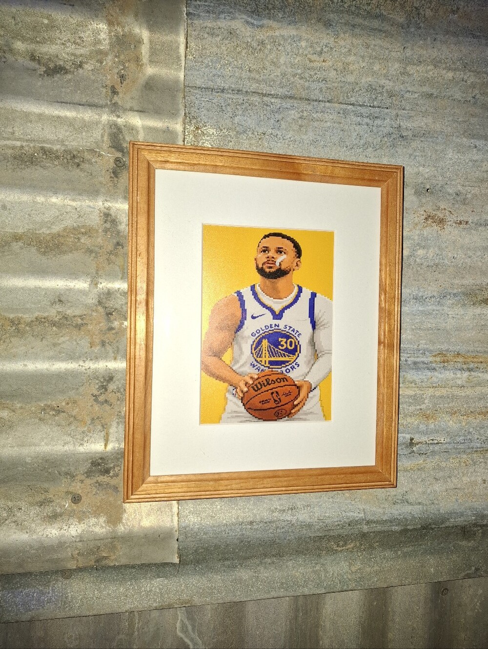 8 Bit Steph Curry Retro NBA Golden State Warriors Framed Art Print By Neon Nicho
